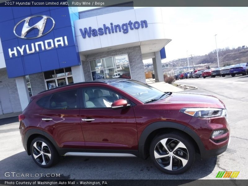 Ruby Wine / Beige 2017 Hyundai Tucson Limited AWD