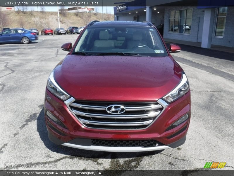 Ruby Wine / Beige 2017 Hyundai Tucson Limited AWD