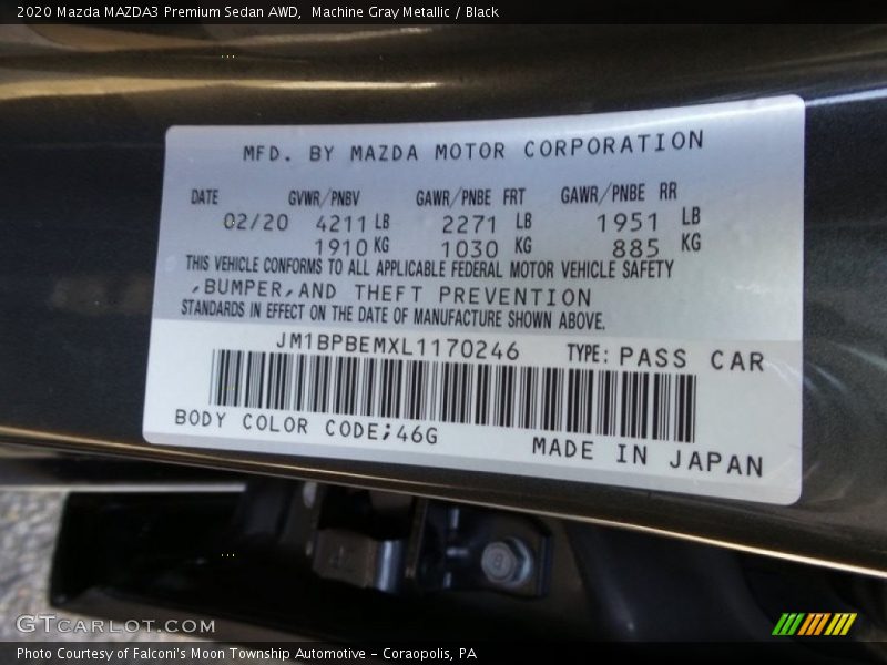 Machine Gray Metallic / Black 2020 Mazda MAZDA3 Premium Sedan AWD