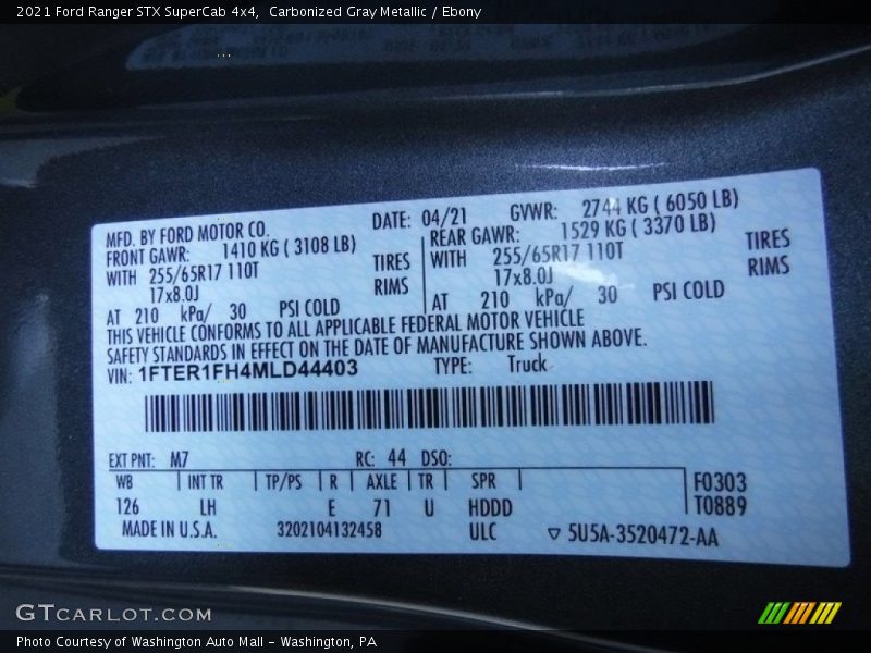 Carbonized Gray Metallic / Ebony 2021 Ford Ranger STX SuperCab 4x4