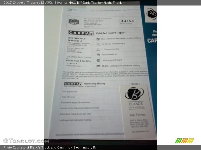 Silver Ice Metallic / Dark Titanium/Light Titanium 2017 Chevrolet Traverse LS AWD