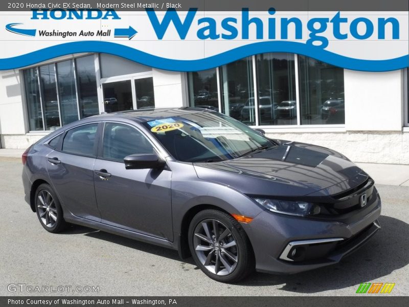 Modern Steel Metallic / Black 2020 Honda Civic EX Sedan
