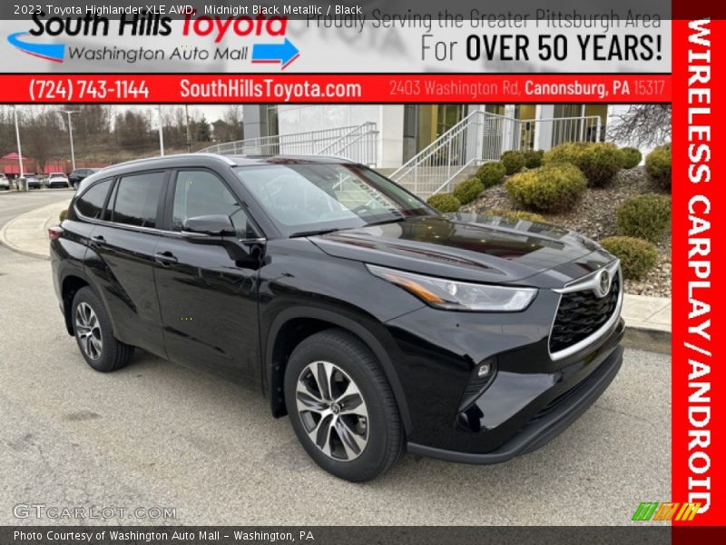 Midnight Black Metallic / Black 2023 Toyota Highlander XLE AWD