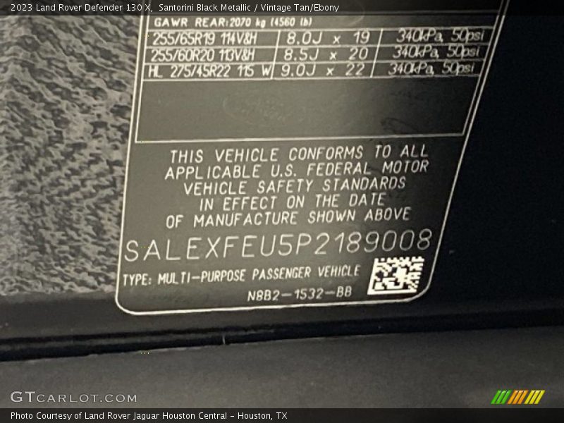 Santorini Black Metallic / Vintage Tan/Ebony 2023 Land Rover Defender 130 X