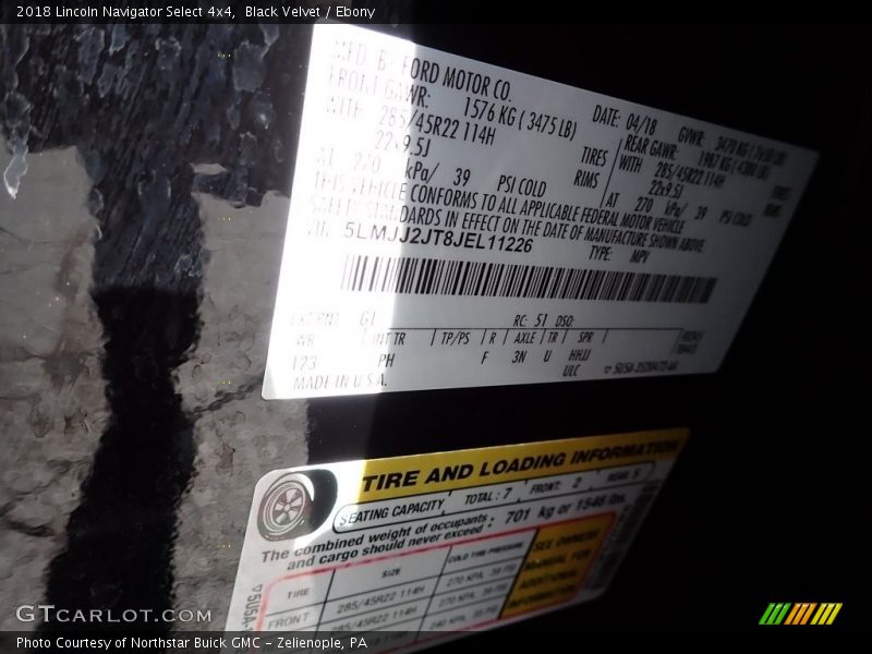 Black Velvet / Ebony 2018 Lincoln Navigator Select 4x4