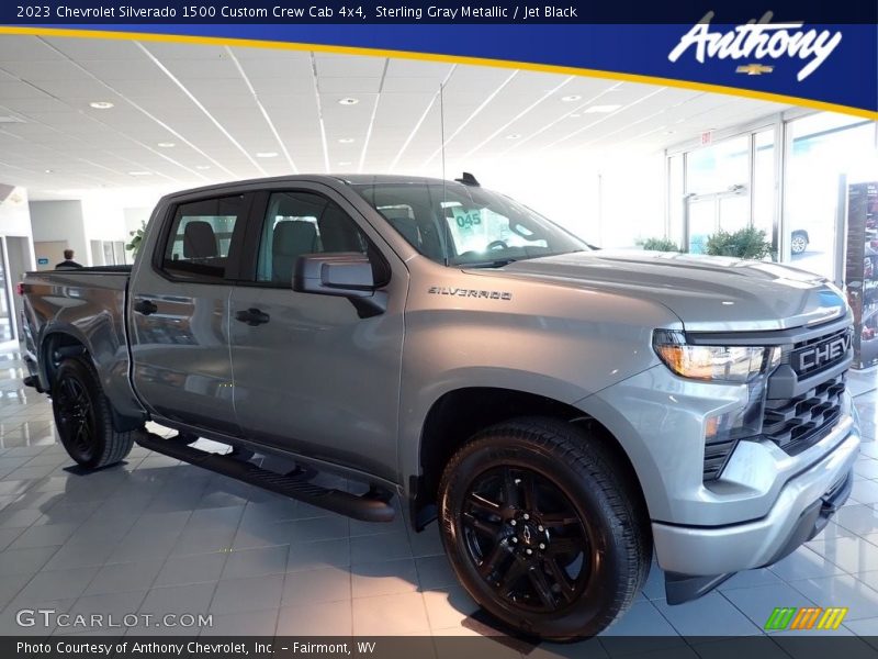 Sterling Gray Metallic / Jet Black 2023 Chevrolet Silverado 1500 Custom Crew Cab 4x4