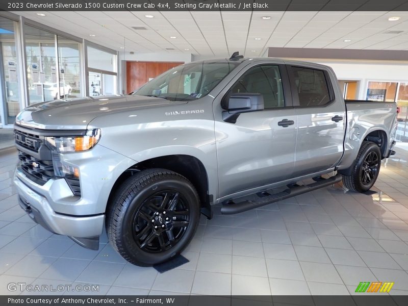 Sterling Gray Metallic / Jet Black 2023 Chevrolet Silverado 1500 Custom Crew Cab 4x4