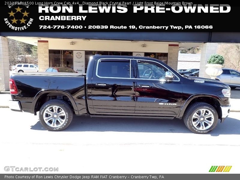 Diamond Black Crystal Pearl / Light Frost Beige/Mountain Brown 2021 Ram 1500 Long Horn Crew Cab 4x4