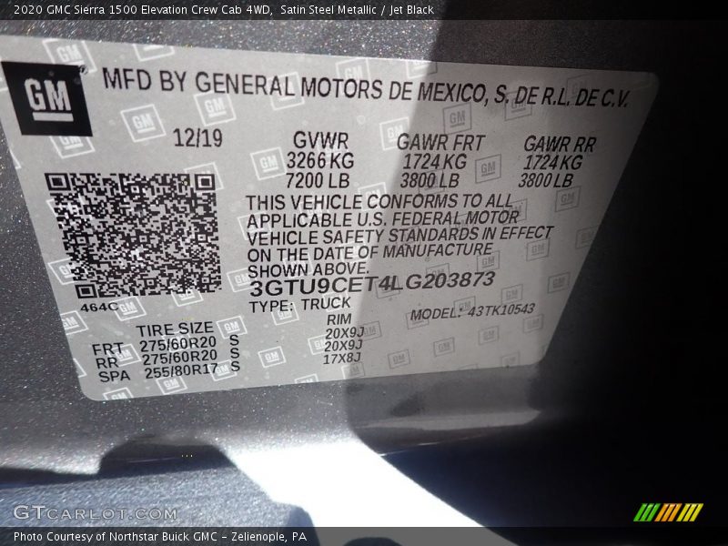 Satin Steel Metallic / Jet Black 2020 GMC Sierra 1500 Elevation Crew Cab 4WD