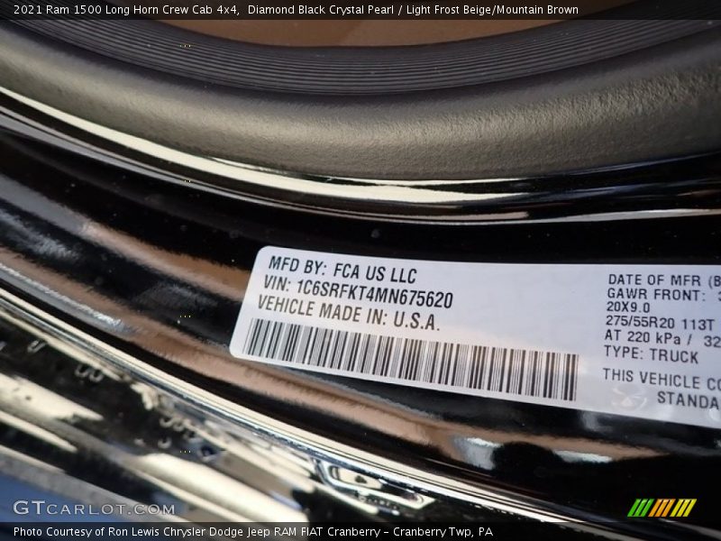 Diamond Black Crystal Pearl / Light Frost Beige/Mountain Brown 2021 Ram 1500 Long Horn Crew Cab 4x4