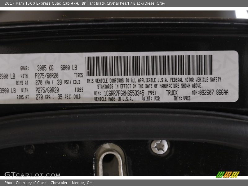 Brilliant Black Crystal Pearl / Black/Diesel Gray 2017 Ram 1500 Express Quad Cab 4x4