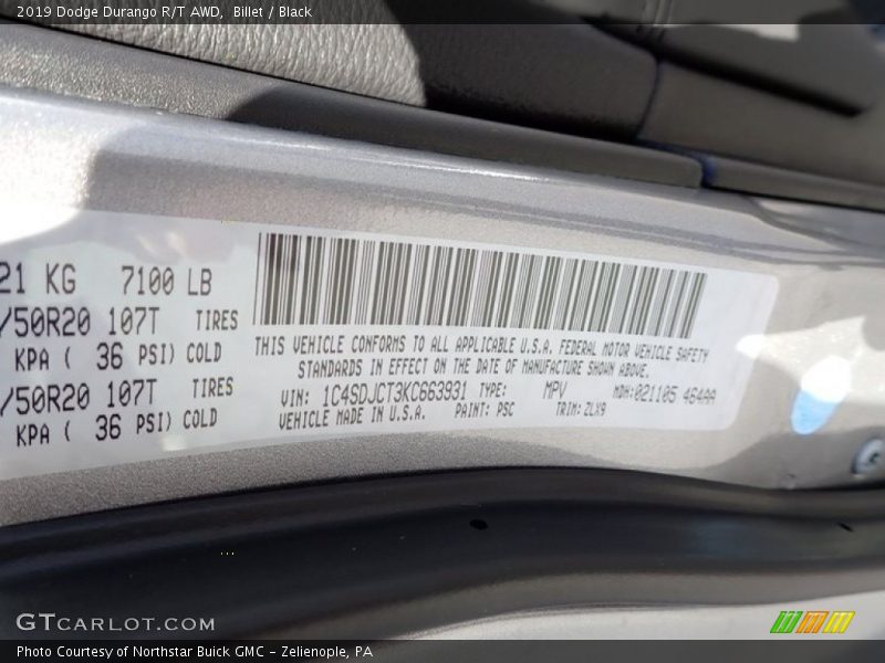 Billet / Black 2019 Dodge Durango R/T AWD