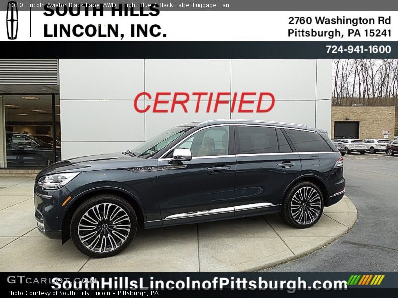 Flight Blue / Black Label Luggage Tan 2020 Lincoln Aviator Black Label AWD