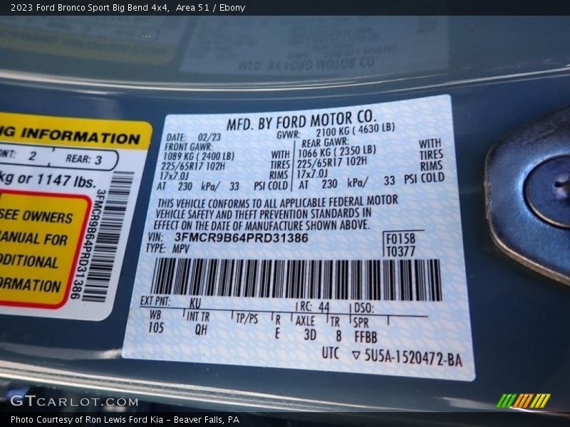 Area 51 / Ebony 2023 Ford Bronco Sport Big Bend 4x4