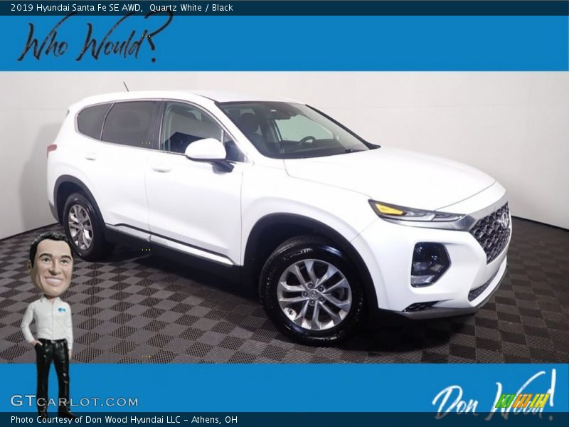 Quartz White / Black 2019 Hyundai Santa Fe SE AWD