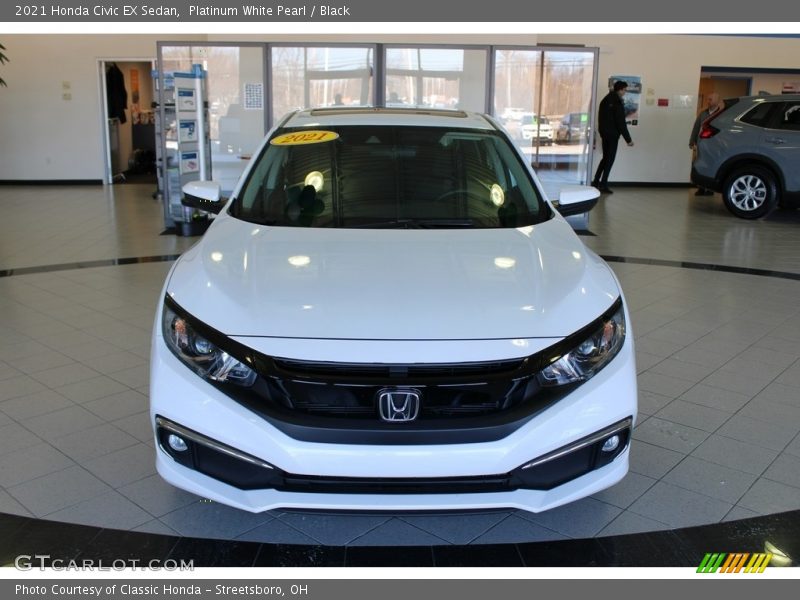 Platinum White Pearl / Black 2021 Honda Civic EX Sedan