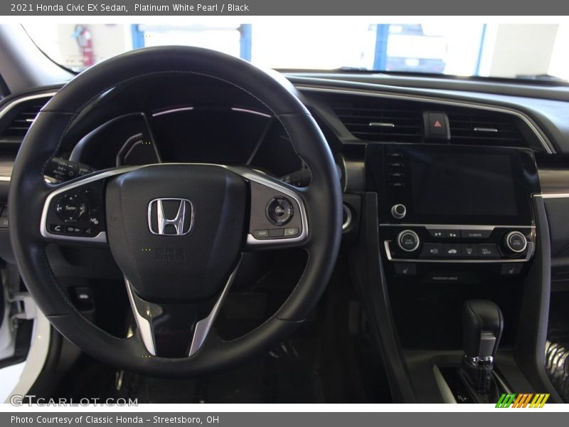 Platinum White Pearl / Black 2021 Honda Civic EX Sedan