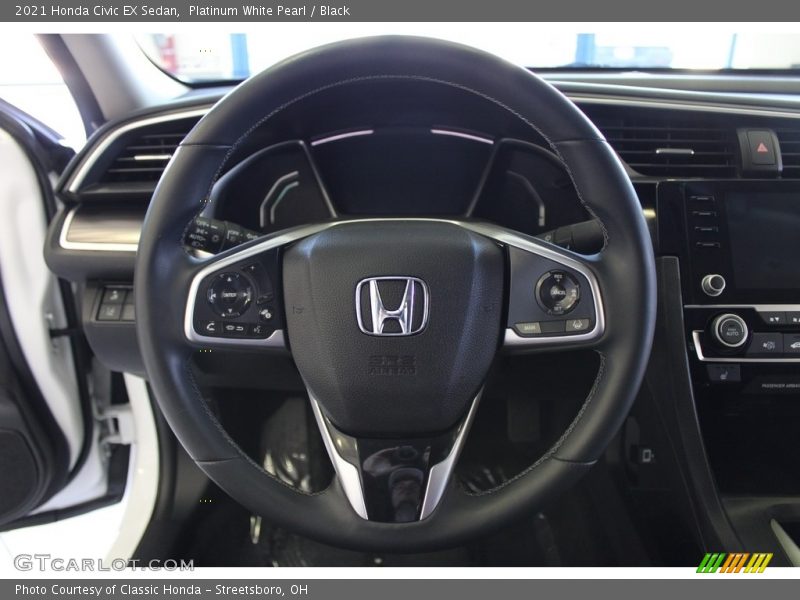 Platinum White Pearl / Black 2021 Honda Civic EX Sedan