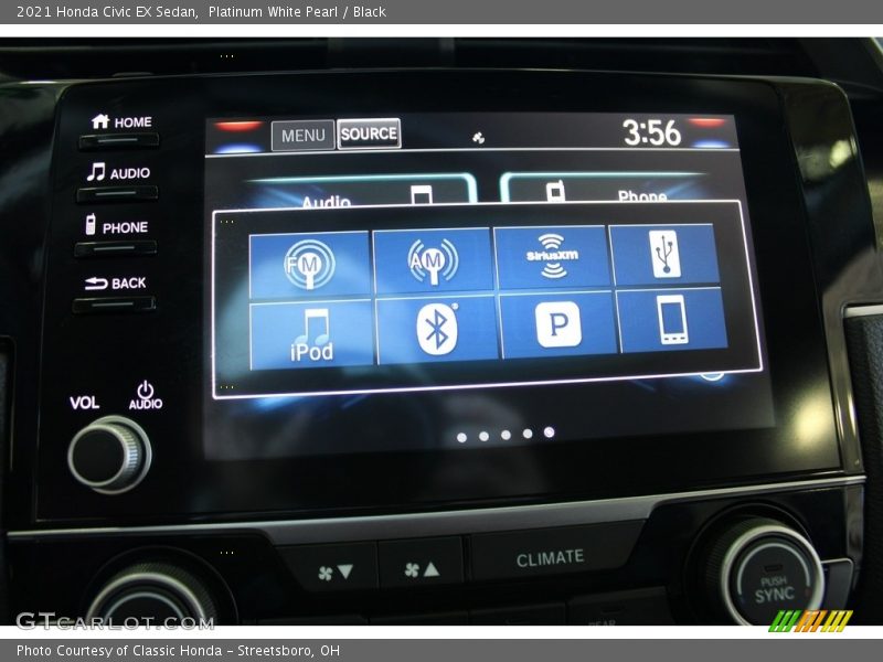 Platinum White Pearl / Black 2021 Honda Civic EX Sedan