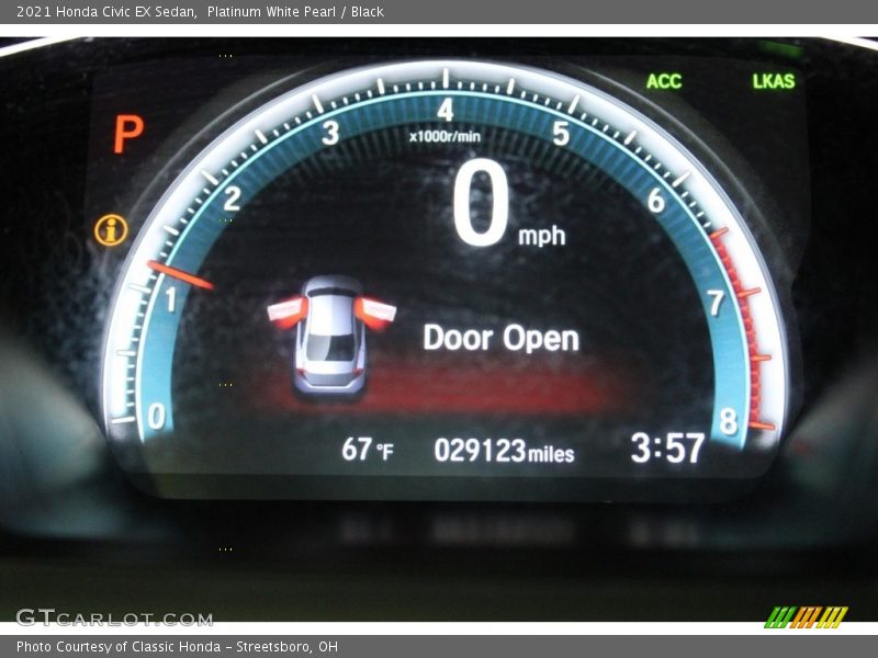 Platinum White Pearl / Black 2021 Honda Civic EX Sedan