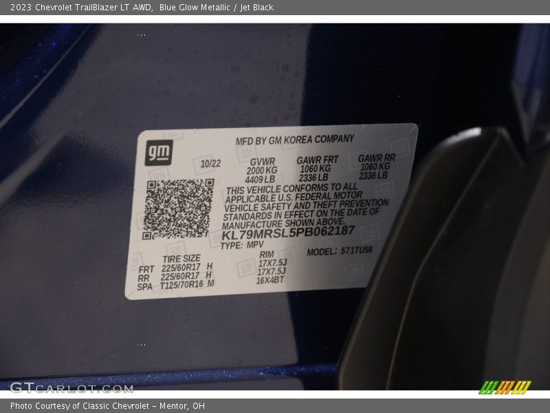Blue Glow Metallic / Jet Black 2023 Chevrolet TrailBlazer LT AWD