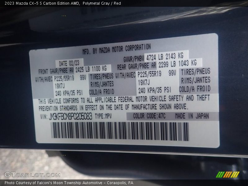 Polymetal Gray / Red 2023 Mazda CX-5 S Carbon Edition AWD