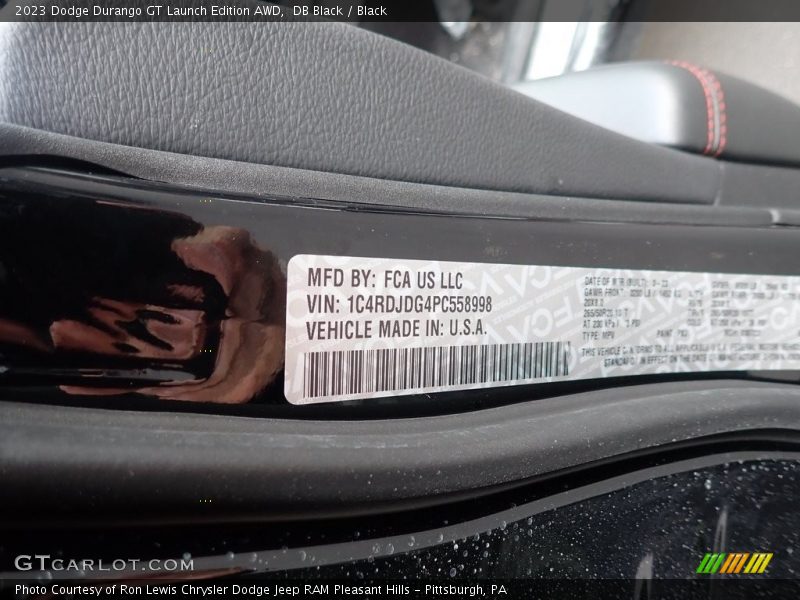 DB Black / Black 2023 Dodge Durango GT Launch Edition AWD