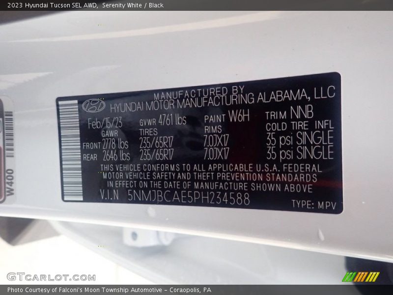 Serenity White / Black 2023 Hyundai Tucson SEL AWD