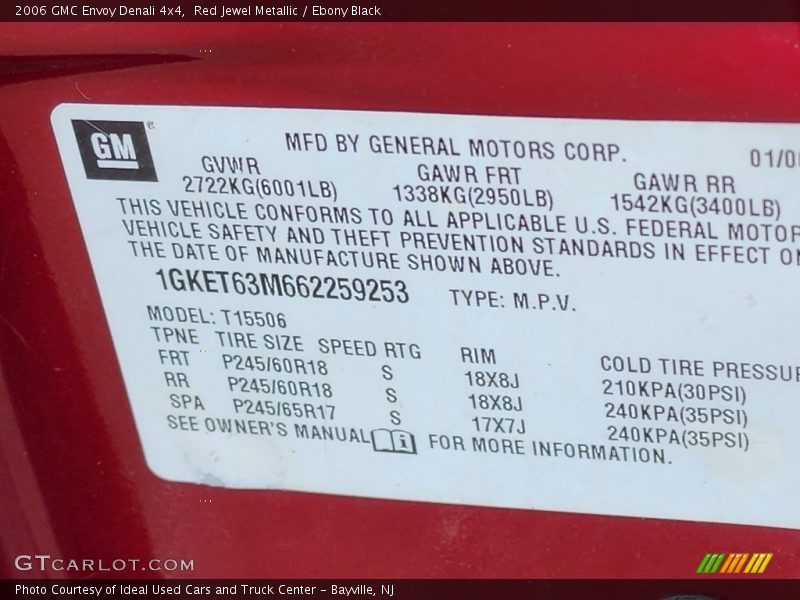 Red Jewel Metallic / Ebony Black 2006 GMC Envoy Denali 4x4