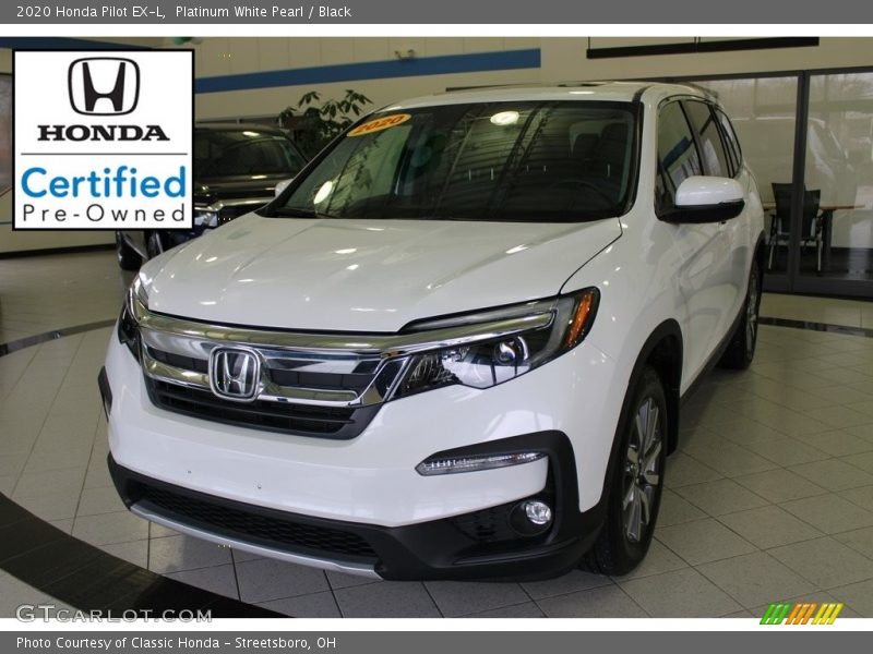 Platinum White Pearl / Black 2020 Honda Pilot EX-L