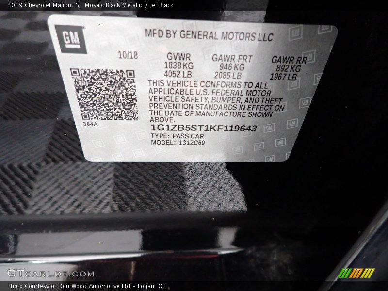 Mosaic Black Metallic / Jet Black 2019 Chevrolet Malibu LS