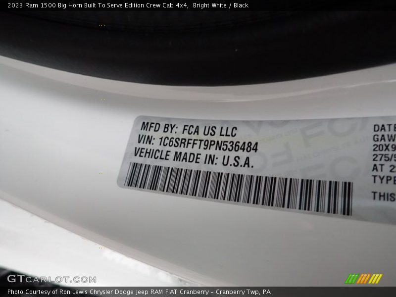 Bright White / Black 2023 Ram 1500 Big Horn Built To Serve Edition Crew Cab 4x4