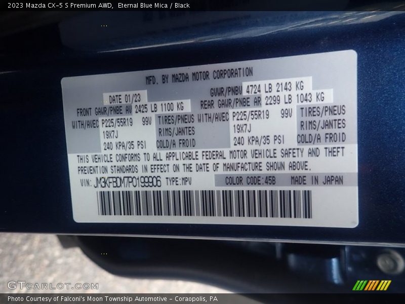 Eternal Blue Mica / Black 2023 Mazda CX-5 S Premium AWD