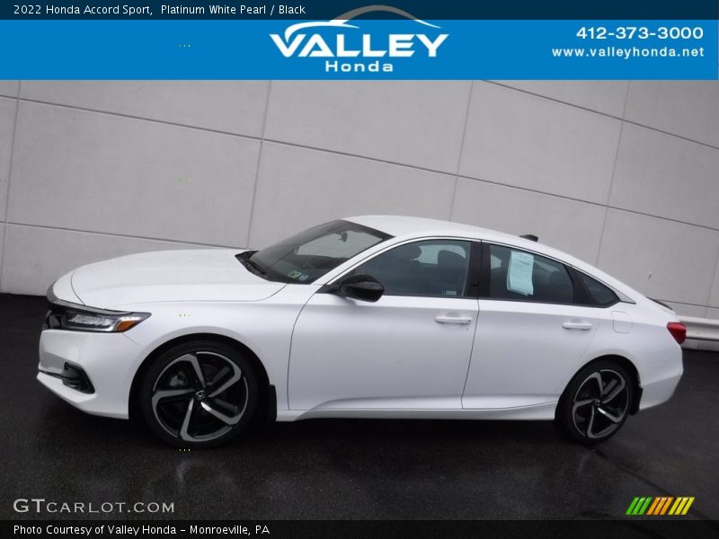 Platinum White Pearl / Black 2022 Honda Accord Sport