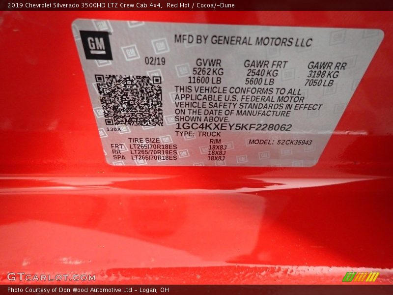 Red Hot / Cocoa/­Dune 2019 Chevrolet Silverado 3500HD LTZ Crew Cab 4x4