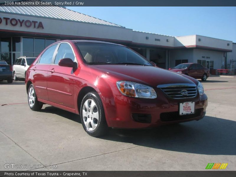 Spicy Red / Gray 2008 Kia Spectra EX Sedan