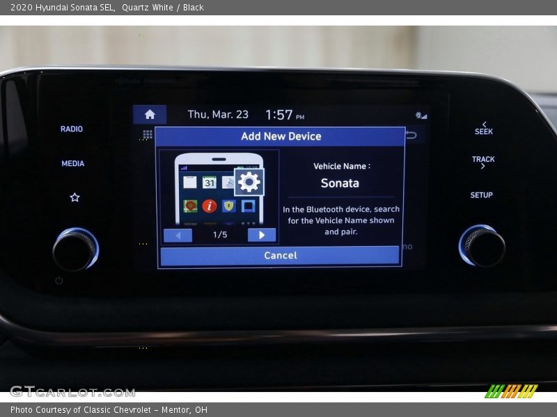 Quartz White / Black 2020 Hyundai Sonata SEL