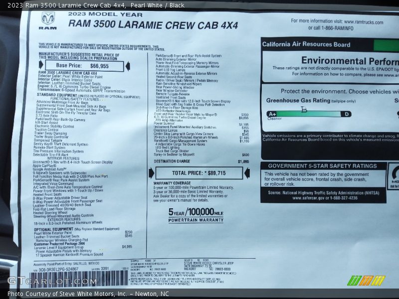  2023 3500 Laramie Crew Cab 4x4 Window Sticker