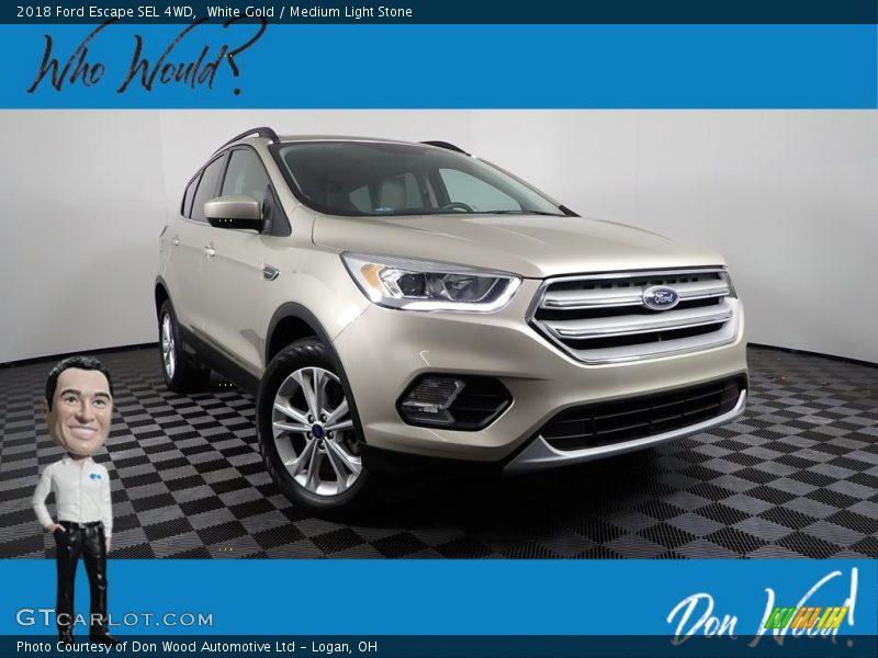 White Gold / Medium Light Stone 2018 Ford Escape SEL 4WD