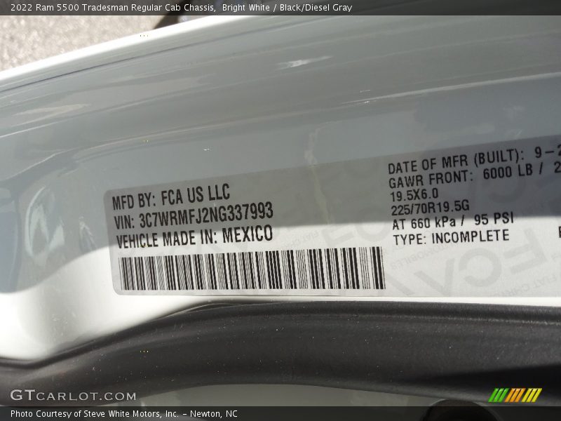Bright White / Black/Diesel Gray 2022 Ram 5500 Tradesman Regular Cab Chassis