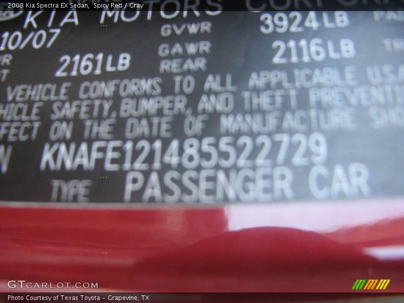 Spicy Red / Gray 2008 Kia Spectra EX Sedan