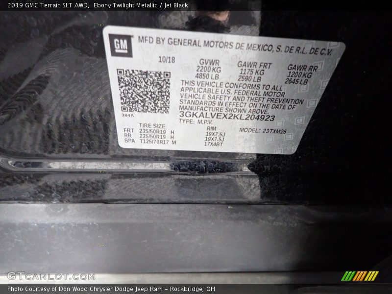 Ebony Twilight Metallic / Jet Black 2019 GMC Terrain SLT AWD