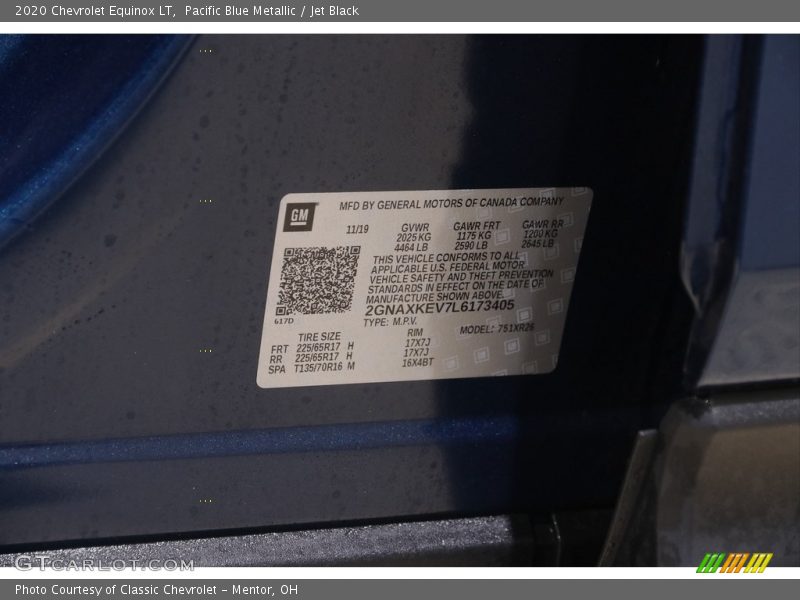 Pacific Blue Metallic / Jet Black 2020 Chevrolet Equinox LT