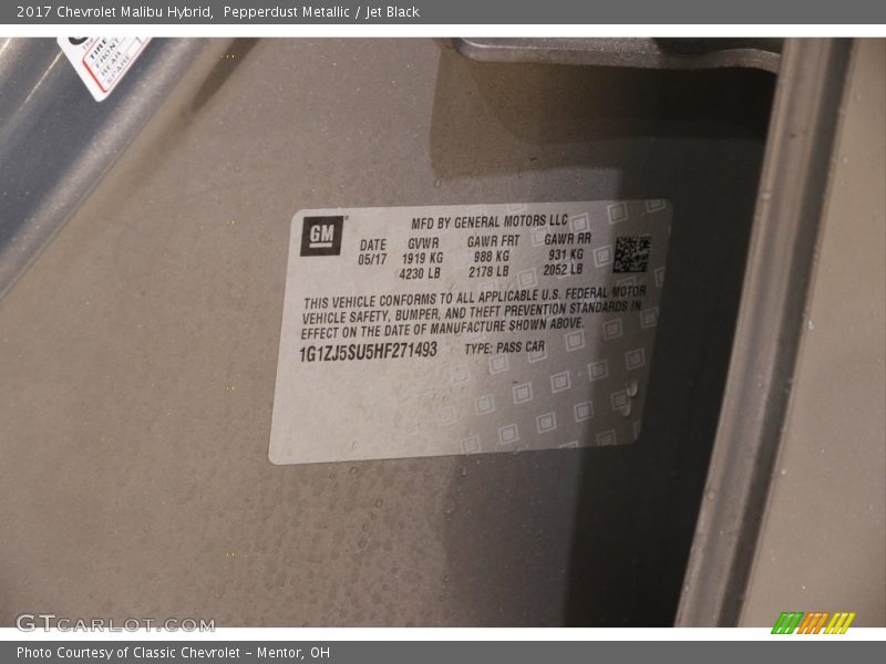 Pepperdust Metallic / Jet Black 2017 Chevrolet Malibu Hybrid