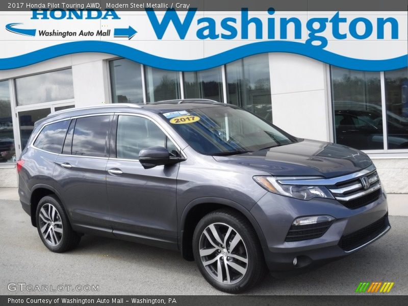 Modern Steel Metallic / Gray 2017 Honda Pilot Touring AWD