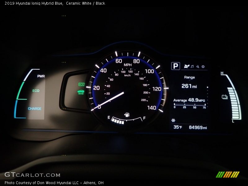 Ceramic White / Black 2019 Hyundai Ioniq Hybrid Blue