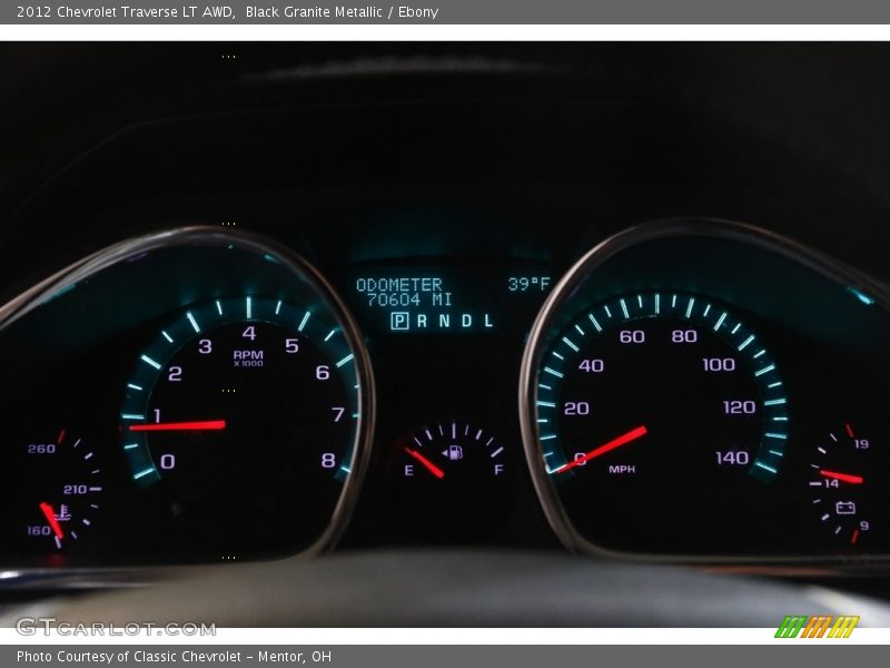 Black Granite Metallic / Ebony 2012 Chevrolet Traverse LT AWD