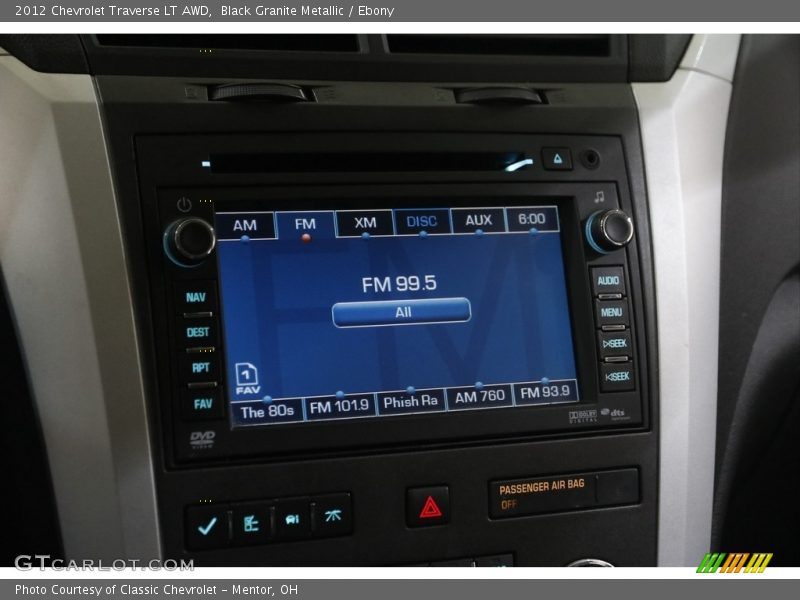 Black Granite Metallic / Ebony 2012 Chevrolet Traverse LT AWD