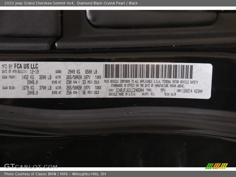 Diamond Black Crystal Pearl / Black 2020 Jeep Grand Cherokee Summit 4x4