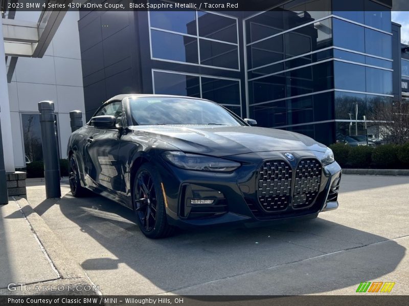 Black Sapphire Metallic / Tacora Red 2023 BMW 4 Series 430i xDrive Coupe